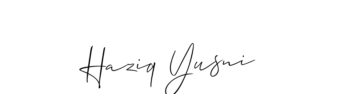 Also we have Haziq Yusni name is the best signature style. Create professional handwritten signature collection using Allison_Script autograph style. Haziq Yusni signature style 2 images and pictures png