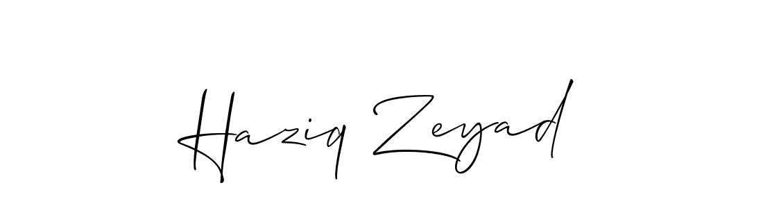 Also we have Haziq Zeyad name is the best signature style. Create professional handwritten signature collection using Allison_Script autograph style. Haziq Zeyad signature style 2 images and pictures png