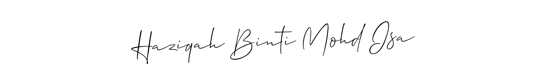 Haziqah Binti Mohd Isa stylish signature style. Best Handwritten Sign (Allison_Script) for my name. Handwritten Signature Collection Ideas for my name Haziqah Binti Mohd Isa. Haziqah Binti Mohd Isa signature style 2 images and pictures png