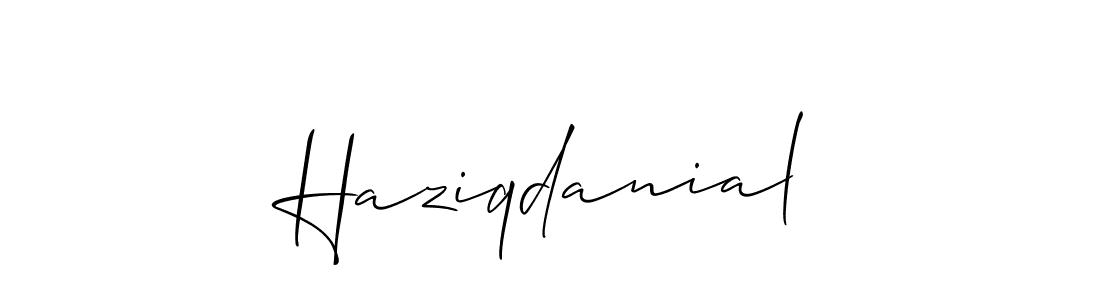 Allison_Script is a professional signature style that is perfect for those who want to add a touch of class to their signature. It is also a great choice for those who want to make their signature more unique. Get Haziqdanial name to fancy signature for free. Haziqdanial signature style 2 images and pictures png