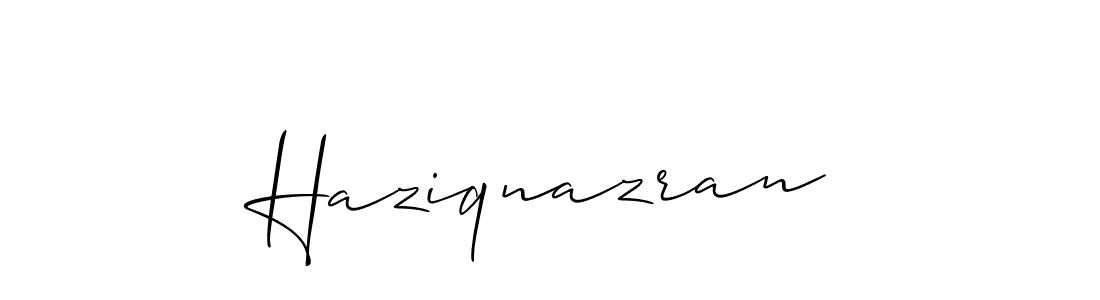 Also we have Haziqnazran name is the best signature style. Create professional handwritten signature collection using Allison_Script autograph style. Haziqnazran signature style 2 images and pictures png