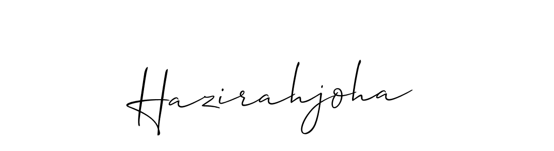 if you are searching for the best signature style for your name Hazirahjoha. so please give up your signature search. here we have designed multiple signature styles  using Allison_Script. Hazirahjoha signature style 2 images and pictures png