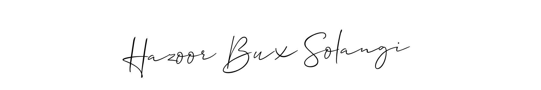 Create a beautiful signature design for name Hazoor Bux Solangi. With this signature (Allison_Script) fonts, you can make a handwritten signature for free. Hazoor Bux Solangi signature style 2 images and pictures png