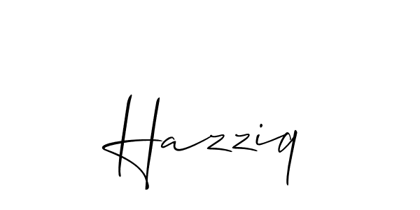 How to make Hazziq signature? Allison_Script is a professional autograph style. Create handwritten signature for Hazziq name. Hazziq signature style 2 images and pictures png