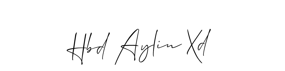 Make a beautiful signature design for name Hbd Aylin Xd. With this signature (Allison_Script) style, you can create a handwritten signature for free. Hbd Aylin Xd signature style 2 images and pictures png