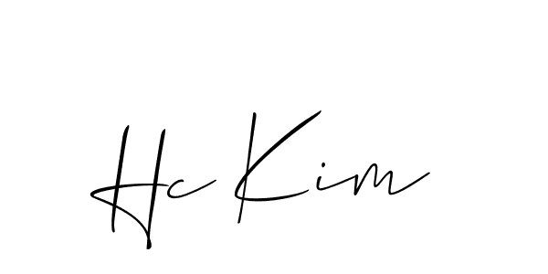 Make a beautiful signature design for name Hc Kim. With this signature (Allison_Script) style, you can create a handwritten signature for free. Hc Kim signature style 2 images and pictures png