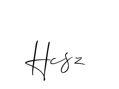 How to make Hcsz name signature. Use Allison_Script style for creating short signs online. This is the latest handwritten sign. Hcsz signature style 2 images and pictures png