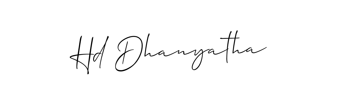 The best way (Allison_Script) to make a short signature is to pick only two or three words in your name. The name Hd Dhanyatha include a total of six letters. For converting this name. Hd Dhanyatha signature style 2 images and pictures png
