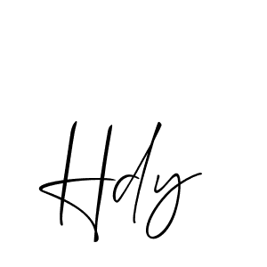 Create a beautiful signature design for name Hdy. With this signature (Allison_Script) fonts, you can make a handwritten signature for free. Hdy signature style 2 images and pictures png