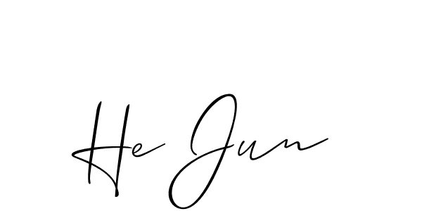 You should practise on your own different ways (Allison_Script) to write your name (He Jun) in signature. don't let someone else do it for you. He Jun signature style 2 images and pictures png