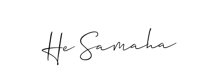 The best way (Allison_Script) to make a short signature is to pick only two or three words in your name. The name He Samaha include a total of six letters. For converting this name. He Samaha signature style 2 images and pictures png