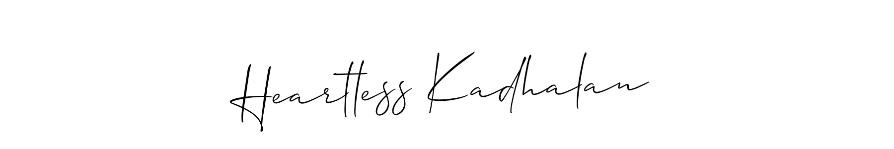 Use a signature maker to create a handwritten signature online. With this signature software, you can design (Allison_Script) your own signature for name Heartless Kadhalan. Heartless Kadhalan signature style 2 images and pictures png