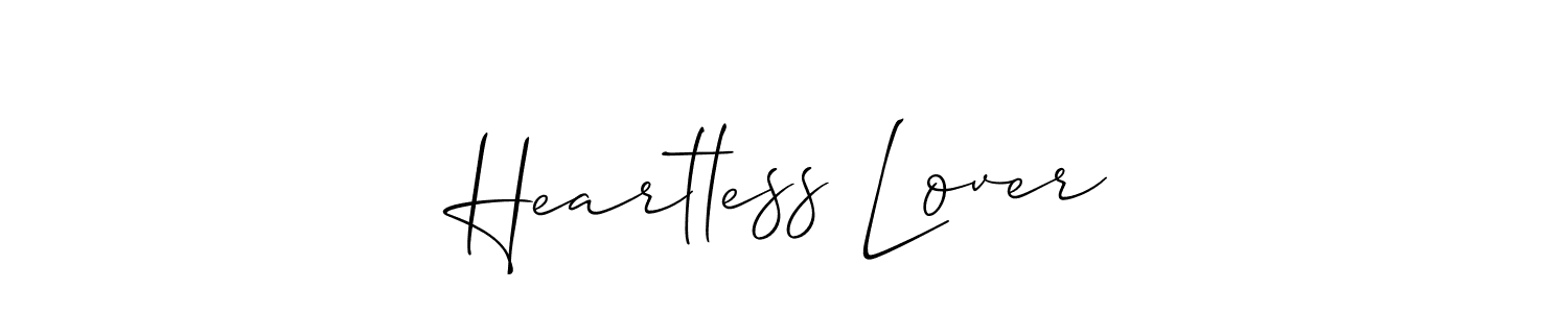 Use a signature maker to create a handwritten signature online. With this signature software, you can design (Allison_Script) your own signature for name Heartless Lover. Heartless Lover signature style 2 images and pictures png