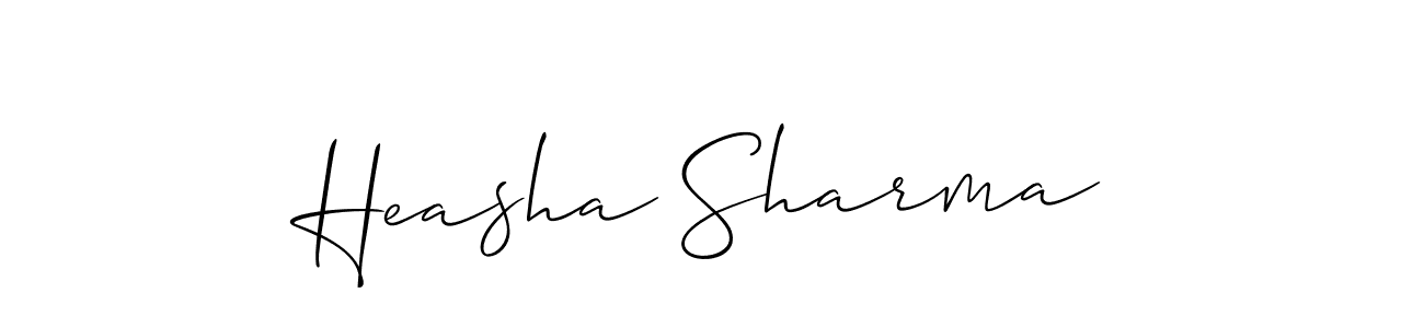 Make a beautiful signature design for name Heasha Sharma. With this signature (Allison_Script) style, you can create a handwritten signature for free. Heasha Sharma signature style 2 images and pictures png