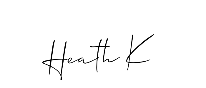 Also You can easily find your signature by using the search form. We will create Heath K name handwritten signature images for you free of cost using Allison_Script sign style. Heath K signature style 2 images and pictures png