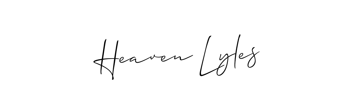 How to Draw Heaven Lyles signature style? Allison_Script is a latest design signature styles for name Heaven Lyles. Heaven Lyles signature style 2 images and pictures png