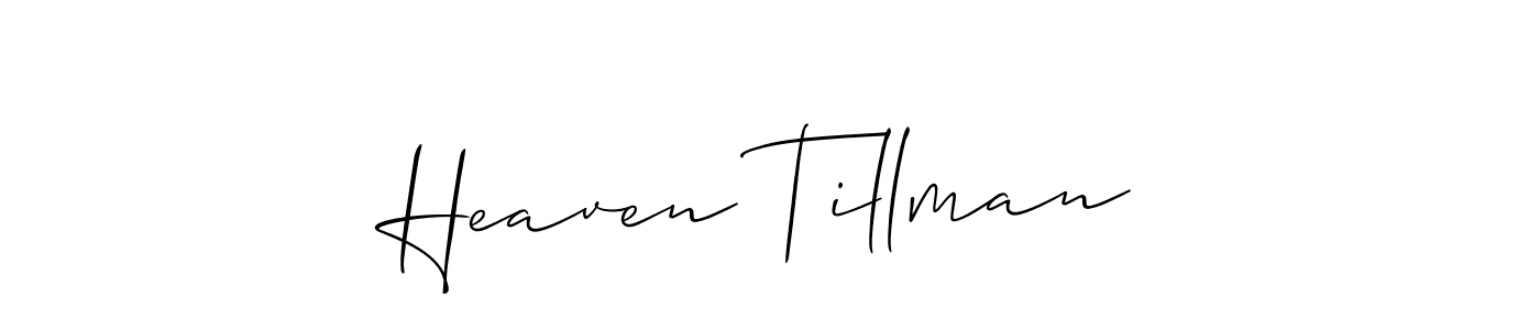 Make a short Heaven Tillman signature style. Manage your documents anywhere anytime using Allison_Script. Create and add eSignatures, submit forms, share and send files easily. Heaven Tillman signature style 2 images and pictures png