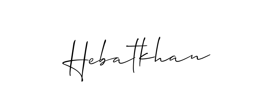 You should practise on your own different ways (Allison_Script) to write your name (Hebatkhan) in signature. don't let someone else do it for you. Hebatkhan signature style 2 images and pictures png