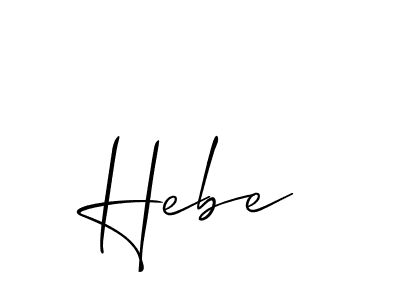 Use a signature maker to create a handwritten signature online. With this signature software, you can design (Allison_Script) your own signature for name Hebe. Hebe signature style 2 images and pictures png