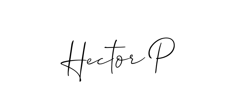 How to make Hector P name signature. Use Allison_Script style for creating short signs online. This is the latest handwritten sign. Hector P signature style 2 images and pictures png