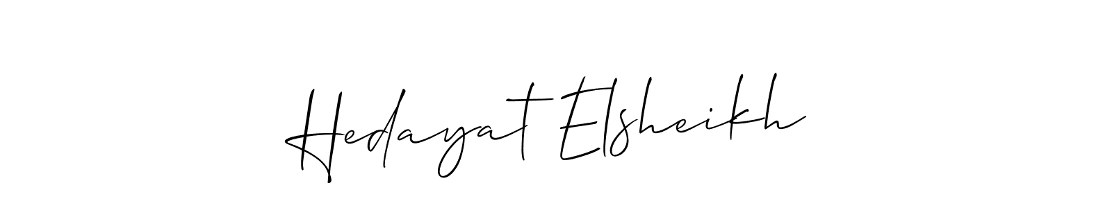 Also we have Hedayat Elsheikh name is the best signature style. Create professional handwritten signature collection using Allison_Script autograph style. Hedayat Elsheikh signature style 2 images and pictures png