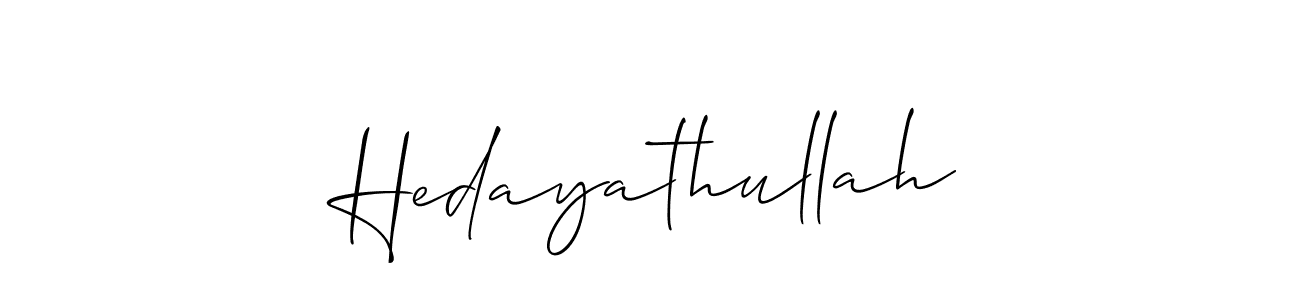 Allison_Script is a professional signature style that is perfect for those who want to add a touch of class to their signature. It is also a great choice for those who want to make their signature more unique. Get Hedayathullah name to fancy signature for free. Hedayathullah signature style 2 images and pictures png