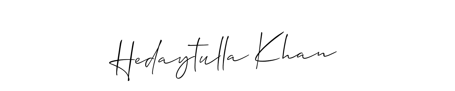 The best way (Allison_Script) to make a short signature is to pick only two or three words in your name. The name Hedaytulla Khan include a total of six letters. For converting this name. Hedaytulla Khan signature style 2 images and pictures png