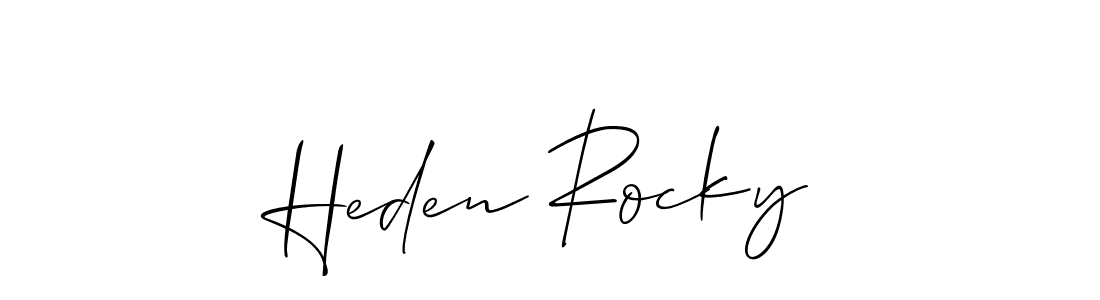 How to make Heden Rocky name signature. Use Allison_Script style for creating short signs online. This is the latest handwritten sign. Heden Rocky signature style 2 images and pictures png