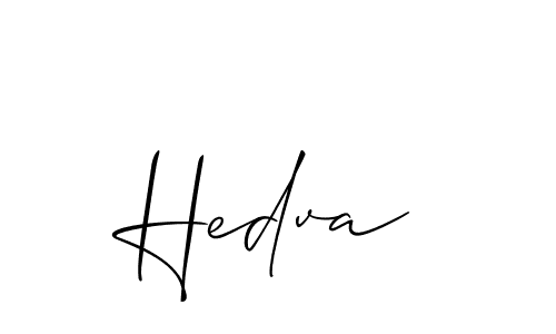 Use a signature maker to create a handwritten signature online. With this signature software, you can design (Allison_Script) your own signature for name Hedva. Hedva signature style 2 images and pictures png