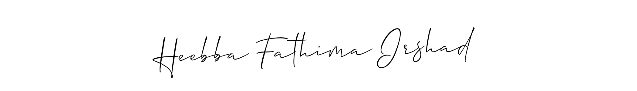 Here are the top 10 professional signature styles for the name Heebba Fathima Irshad. These are the best autograph styles you can use for your name. Heebba Fathima Irshad signature style 2 images and pictures png