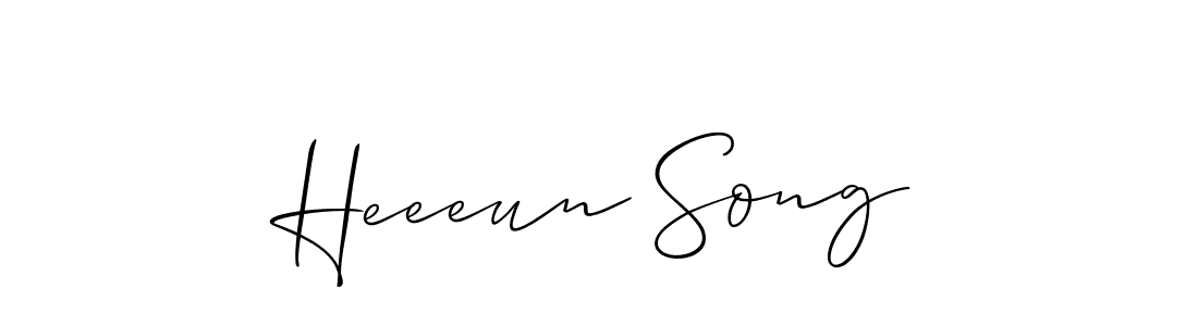 Create a beautiful signature design for name Heeeun Song. With this signature (Allison_Script) fonts, you can make a handwritten signature for free. Heeeun Song signature style 2 images and pictures png