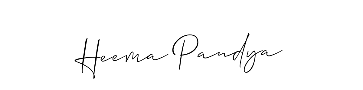Similarly Allison_Script is the best handwritten signature design. Signature creator online .You can use it as an online autograph creator for name Heema Pandya. Heema Pandya signature style 2 images and pictures png