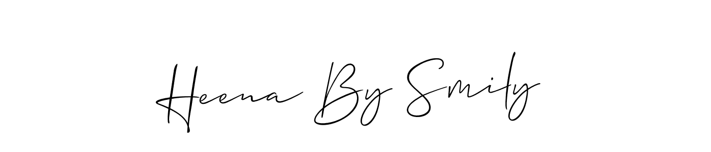 The best way (Allison_Script) to make a short signature is to pick only two or three words in your name. The name Heena By Smily include a total of six letters. For converting this name. Heena By Smily signature style 2 images and pictures png