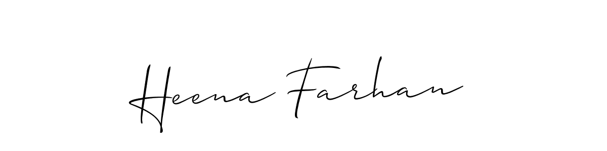 How to make Heena Farhan signature? Allison_Script is a professional autograph style. Create handwritten signature for Heena Farhan name. Heena Farhan signature style 2 images and pictures png