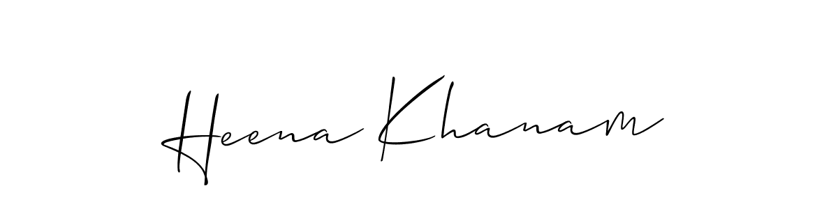 You should practise on your own different ways (Allison_Script) to write your name (Heena Khanam) in signature. don't let someone else do it for you. Heena Khanam signature style 2 images and pictures png