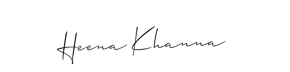 How to make Heena Khanna name signature. Use Allison_Script style for creating short signs online. This is the latest handwritten sign. Heena Khanna signature style 2 images and pictures png