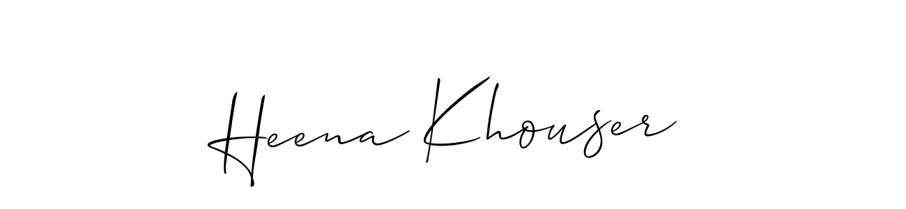 Similarly Allison_Script is the best handwritten signature design. Signature creator online .You can use it as an online autograph creator for name Heena Khouser. Heena Khouser signature style 2 images and pictures png