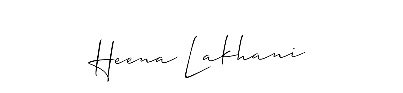 Make a beautiful signature design for name Heena Lakhani. With this signature (Allison_Script) style, you can create a handwritten signature for free. Heena Lakhani signature style 2 images and pictures png