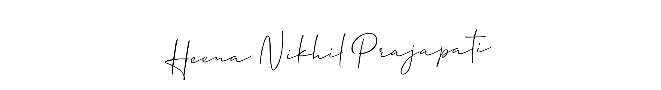 Also we have Heena Nikhil Prajapati name is the best signature style. Create professional handwritten signature collection using Allison_Script autograph style. Heena Nikhil Prajapati signature style 2 images and pictures png