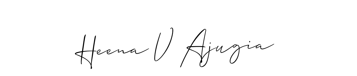 Allison_Script is a professional signature style that is perfect for those who want to add a touch of class to their signature. It is also a great choice for those who want to make their signature more unique. Get Heena V Ajugia name to fancy signature for free. Heena V Ajugia signature style 2 images and pictures png