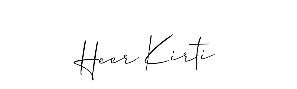 if you are searching for the best signature style for your name Heer Kirti. so please give up your signature search. here we have designed multiple signature styles  using Allison_Script. Heer Kirti signature style 2 images and pictures png