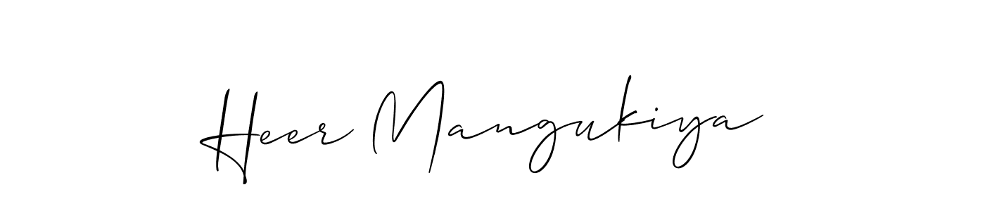 if you are searching for the best signature style for your name Heer Mangukiya. so please give up your signature search. here we have designed multiple signature styles  using Allison_Script. Heer Mangukiya signature style 2 images and pictures png