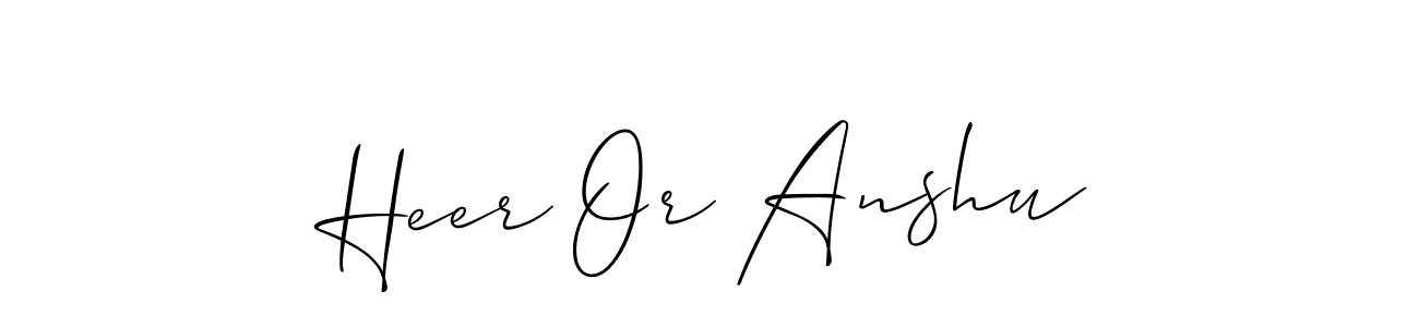 Also You can easily find your signature by using the search form. We will create Heer Or Anshu name handwritten signature images for you free of cost using Allison_Script sign style. Heer Or Anshu signature style 2 images and pictures png