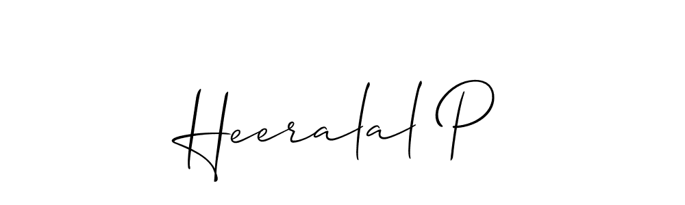 Also You can easily find your signature by using the search form. We will create Heeralal P name handwritten signature images for you free of cost using Allison_Script sign style. Heeralal P signature style 2 images and pictures png
