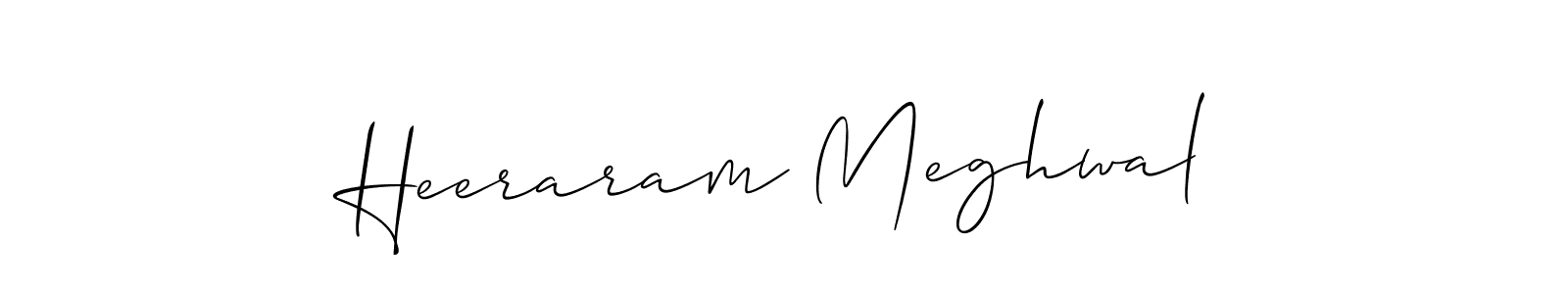 Also You can easily find your signature by using the search form. We will create Heeraram Meghwal name handwritten signature images for you free of cost using Allison_Script sign style. Heeraram Meghwal signature style 2 images and pictures png