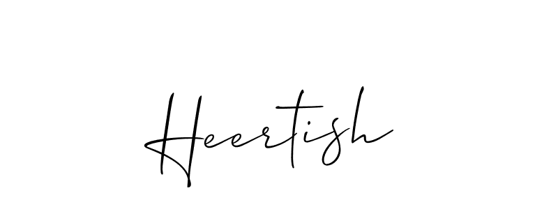 The best way (Allison_Script) to make a short signature is to pick only two or three words in your name. The name Heertish include a total of six letters. For converting this name. Heertish signature style 2 images and pictures png
