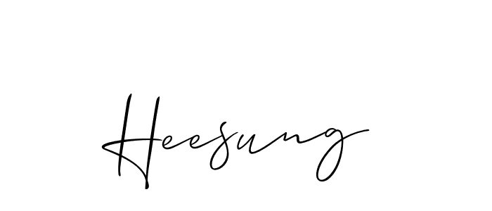 Design your own signature with our free online signature maker. With this signature software, you can create a handwritten (Allison_Script) signature for name Heesung. Heesung signature style 2 images and pictures png