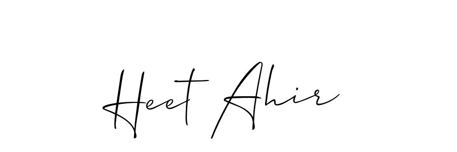 Also You can easily find your signature by using the search form. We will create Heet Ahir name handwritten signature images for you free of cost using Allison_Script sign style. Heet Ahir signature style 2 images and pictures png