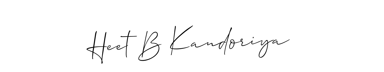 Make a short Heet B Kandoriya signature style. Manage your documents anywhere anytime using Allison_Script. Create and add eSignatures, submit forms, share and send files easily. Heet B Kandoriya signature style 2 images and pictures png