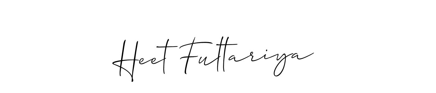 Use a signature maker to create a handwritten signature online. With this signature software, you can design (Allison_Script) your own signature for name Heet Fultariya. Heet Fultariya signature style 2 images and pictures png